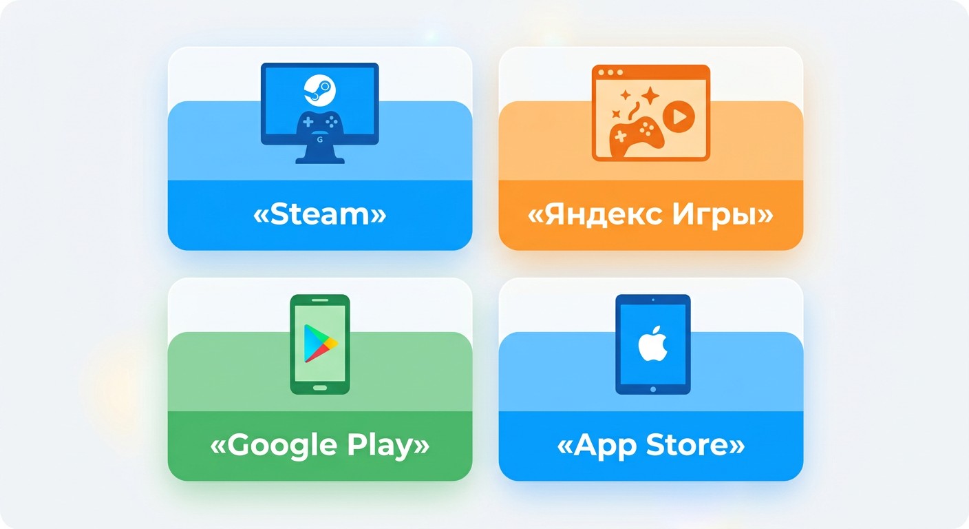 Платформы публикации игр: Steam, Яндекс, Google Play, App Store