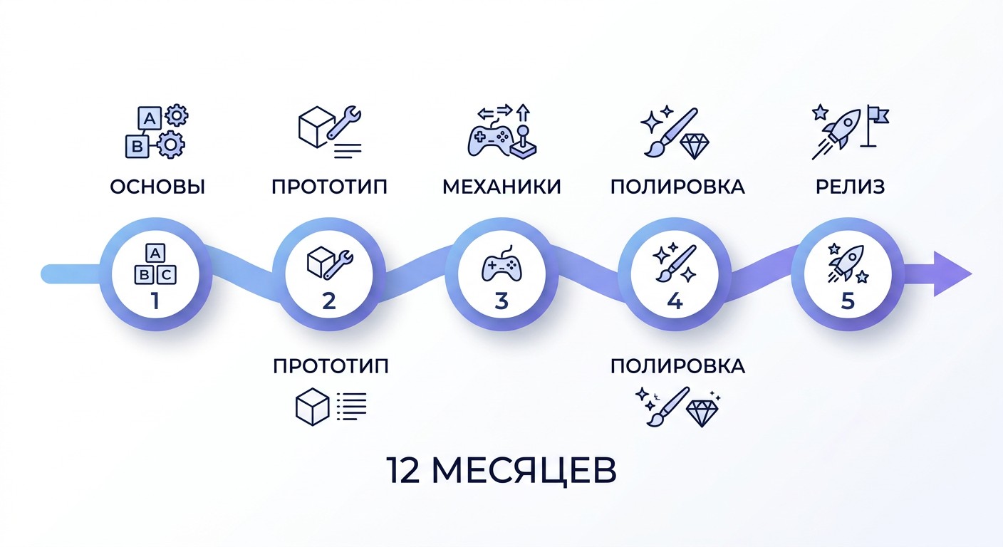 Дорожная карта разработчика игр — 5 этапов за 12 месяцев