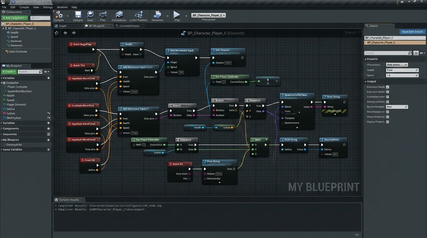 Blueprint нод-граф в игровом движке для разработки игр на C++