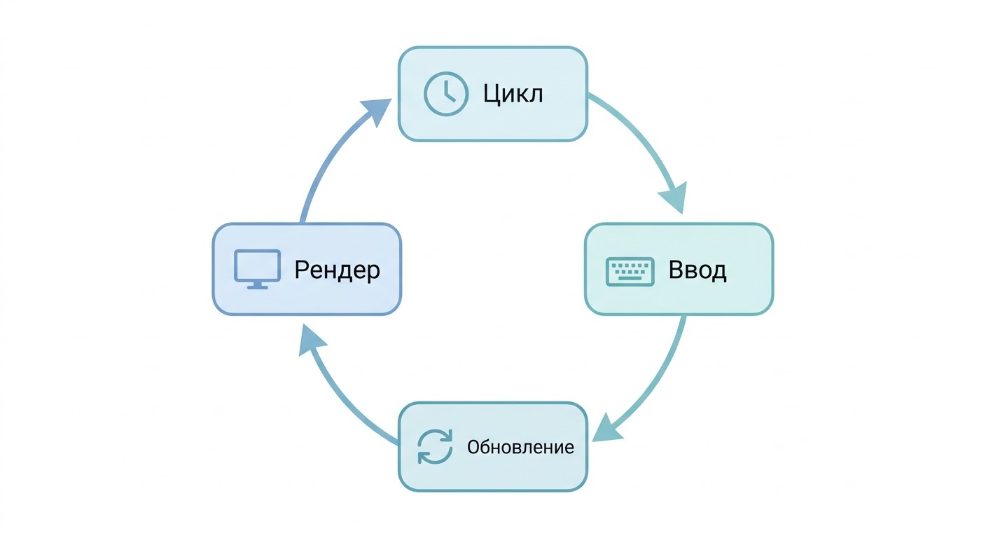 Архитектура игрового цикла Python: ввод, обновление и рендер
