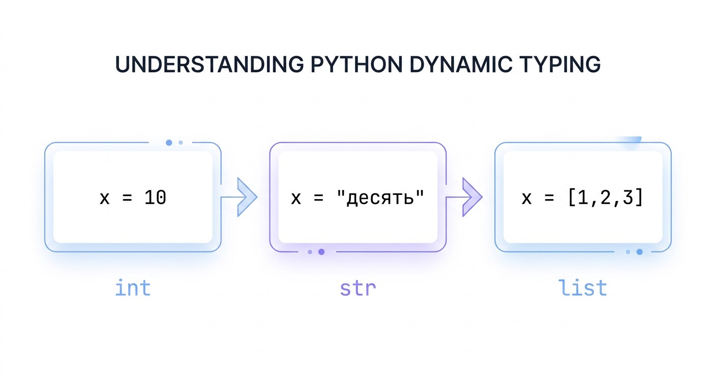 Динамическая типизация Python — переменная меняет тип данных