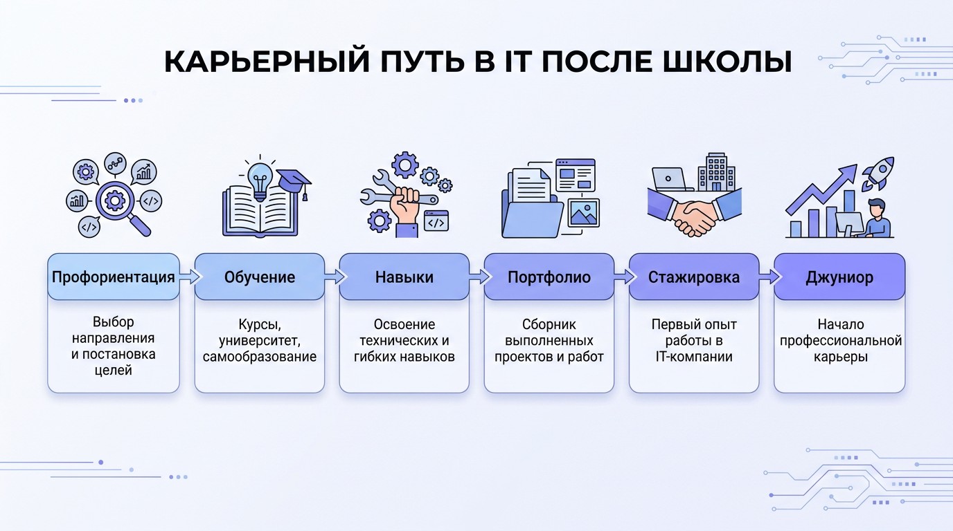 Дорожная карта входа в IT: от профориентации до первой работы джуниором