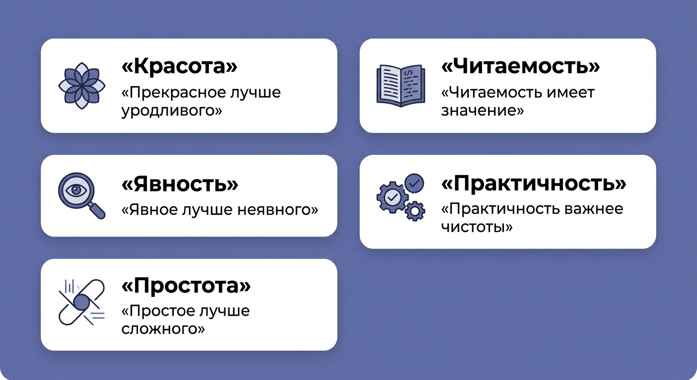 Дзен Python — 5 ключевых принципов языка программирования в карточках