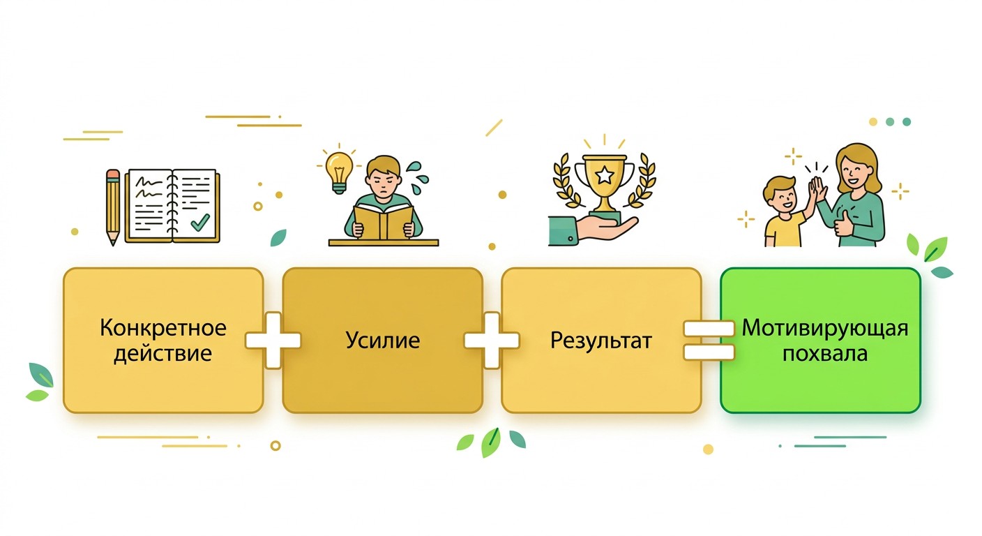 Формула содержательной похвалы для мотивации ребёнка к учёбе
