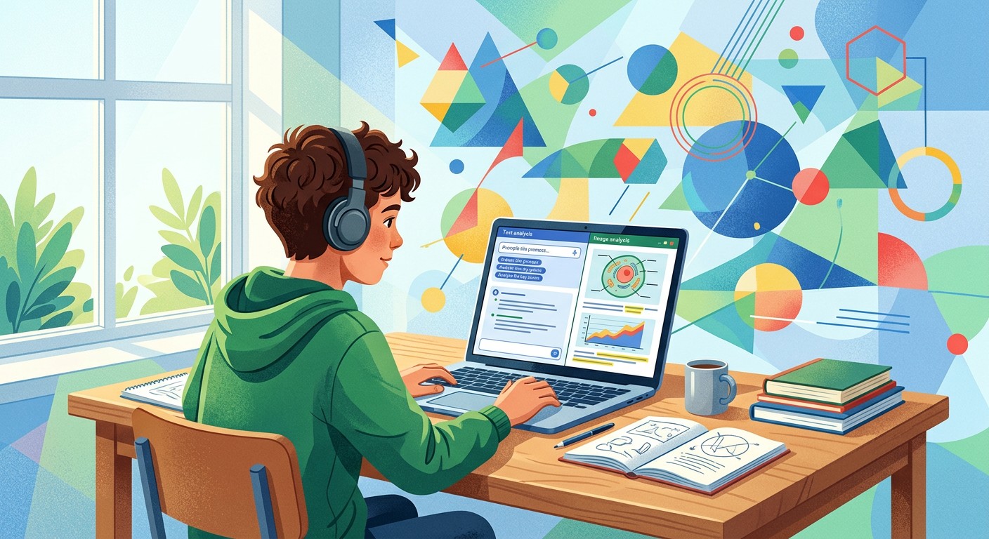 Школьник работает с мультимодальной нейросетью Gemini от Google