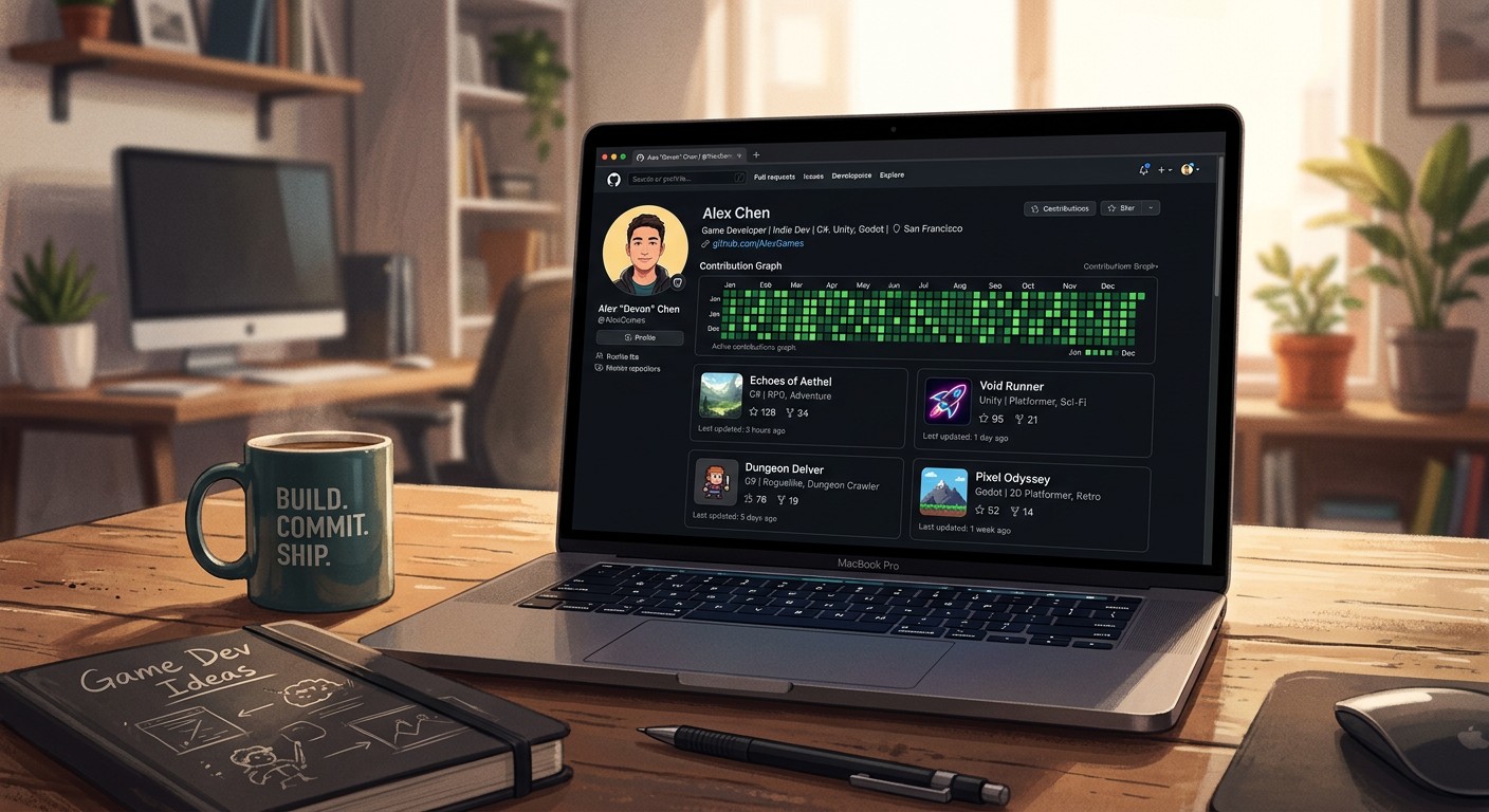 GitHub-профиль разработчика игр с репозиториями игровых проектов