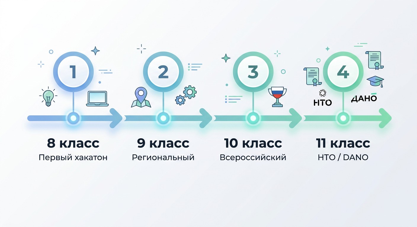 Траектория участия в хакатонах с 8 по 11 класс — путь школьника в IT