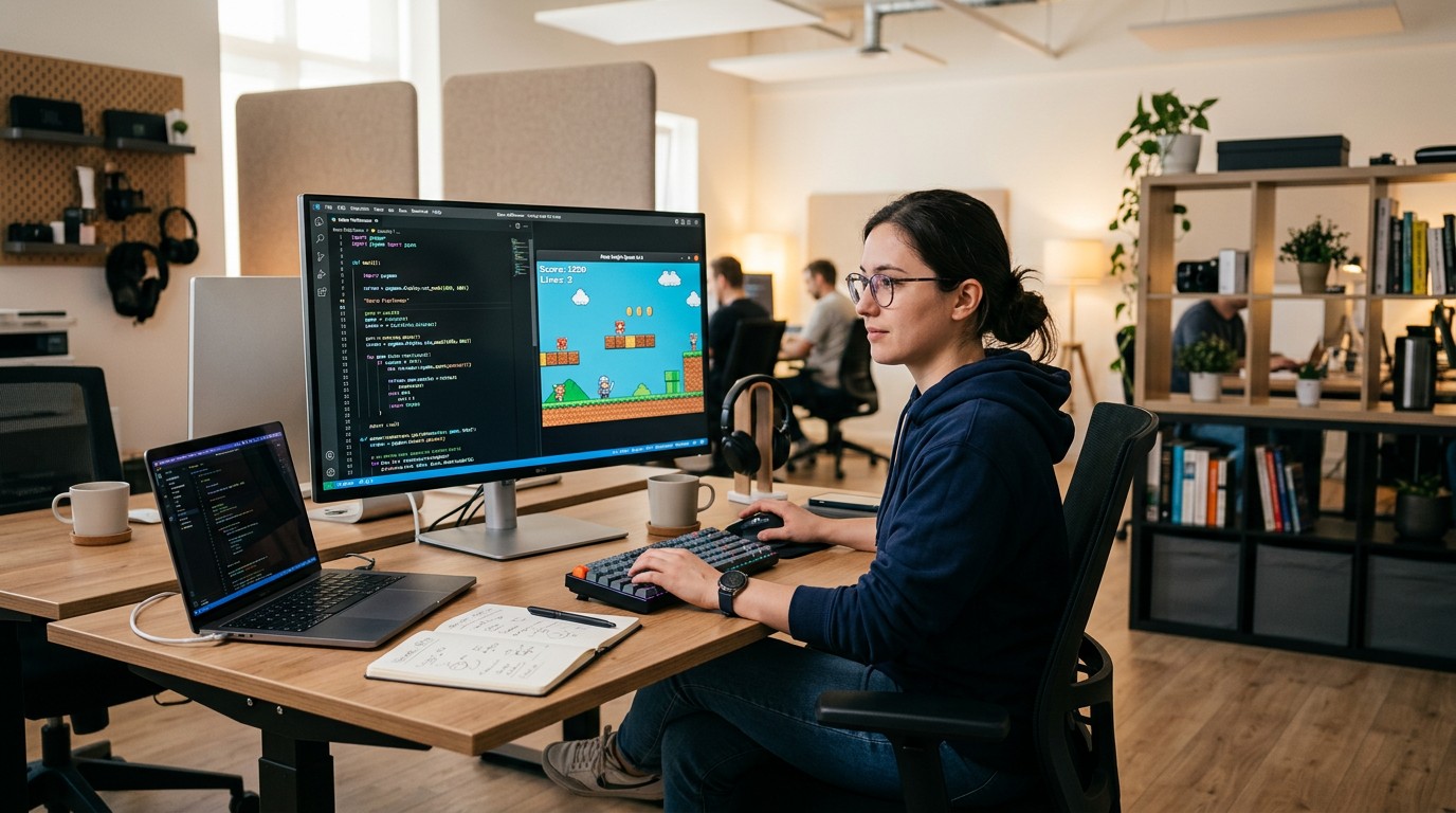 Разработчик создаёт игру на языке программирования Python