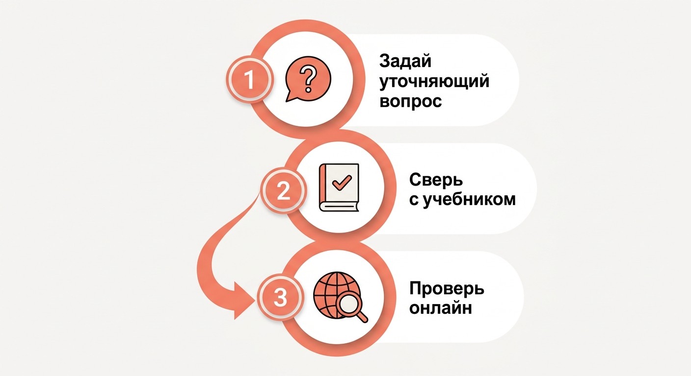 Три шага проверки ответа нейросети на галлюцинации для школьников