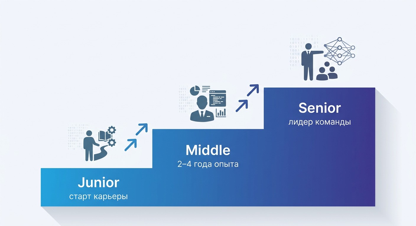 Карьерная лестница AI-специалиста: Junior, Middle и Senior в нейросетях