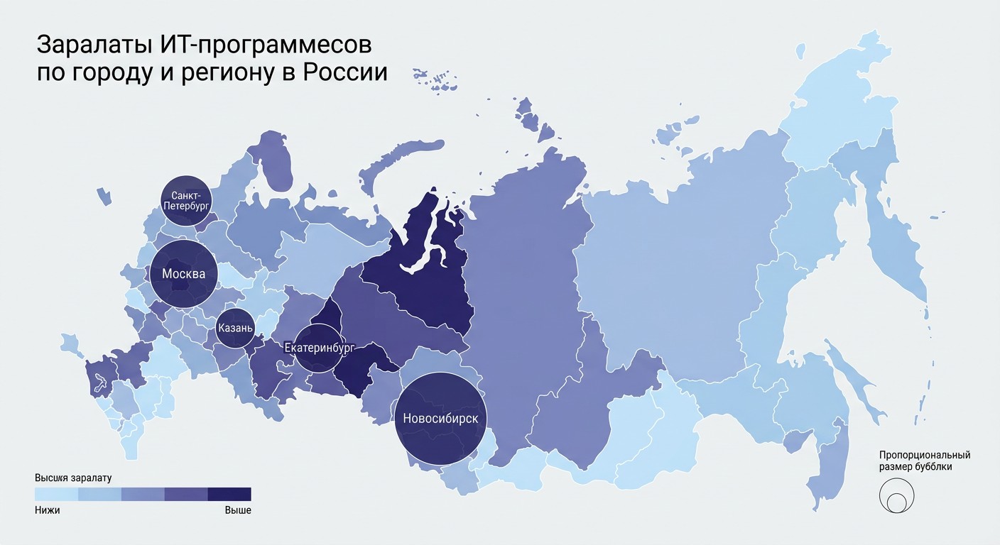 Карта IT-зарплат программистов по городам и регионам России