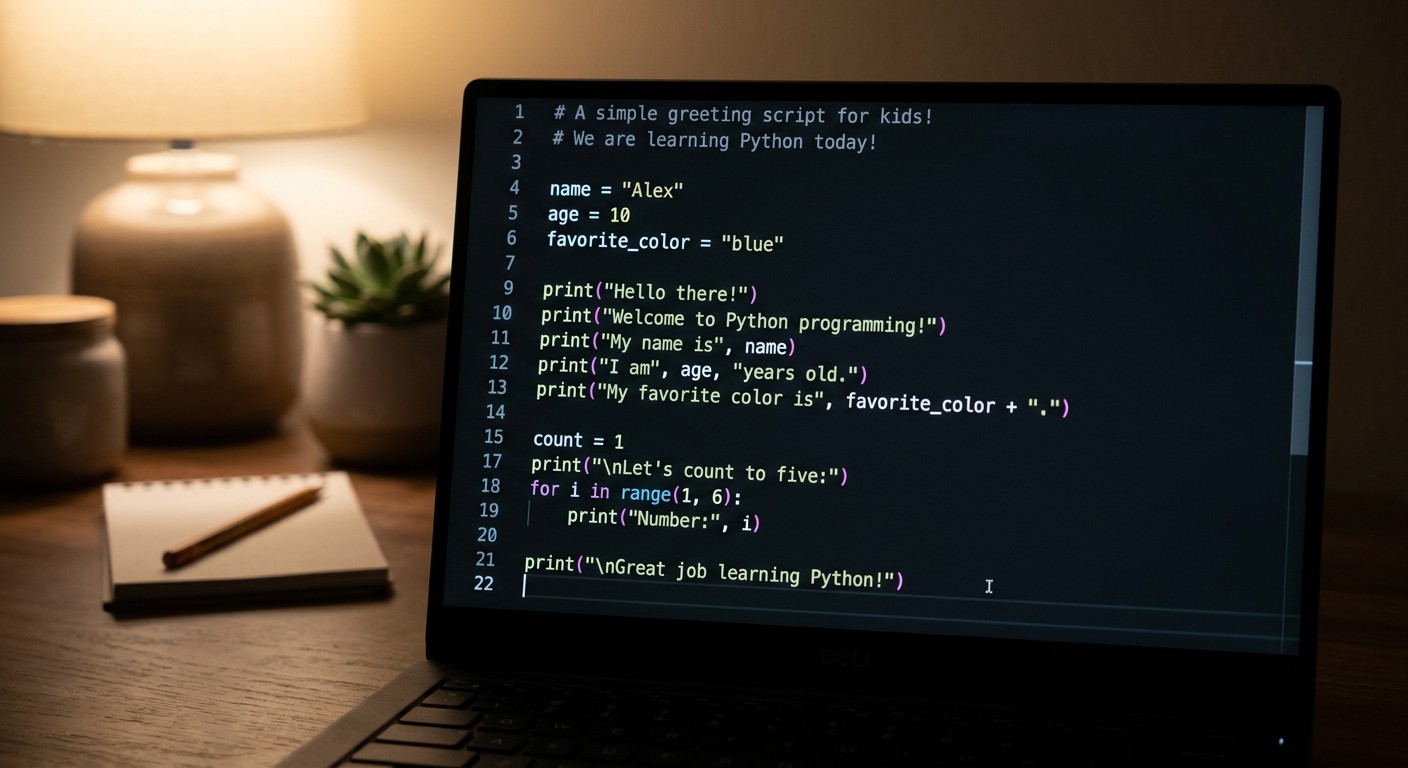 Код Python в редакторе на экране — обучение программированию детей