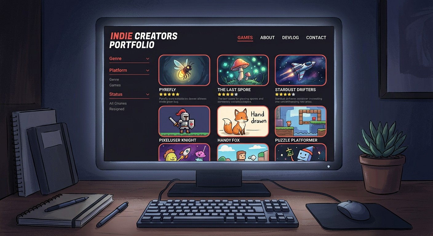 Портфолио инди-разработчика игр на платформе itch.io