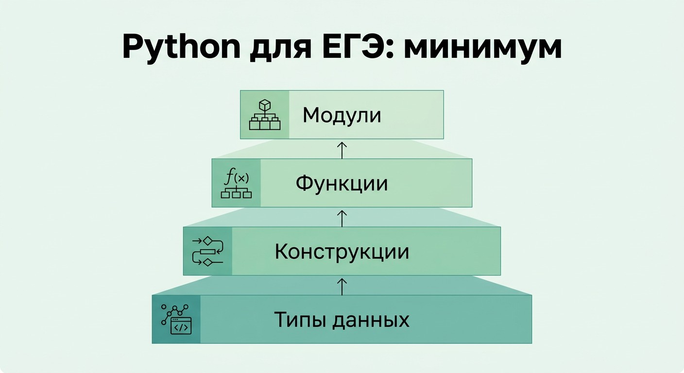 Минимальный набор Python для ЕГЭ по информатике: иерархия тем