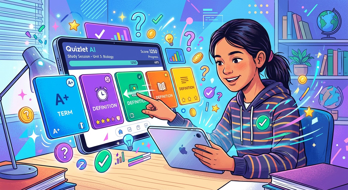 Quizlet AI создаёт карточки для подготовки школьника к экзамену