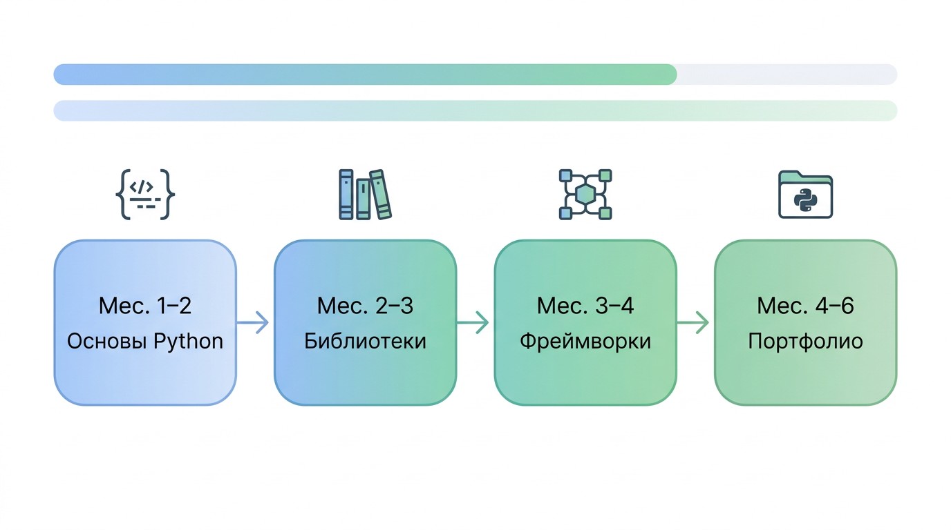 Роадмап входа в профессию Python-разработчика — 4 этапа за 6 месяцев