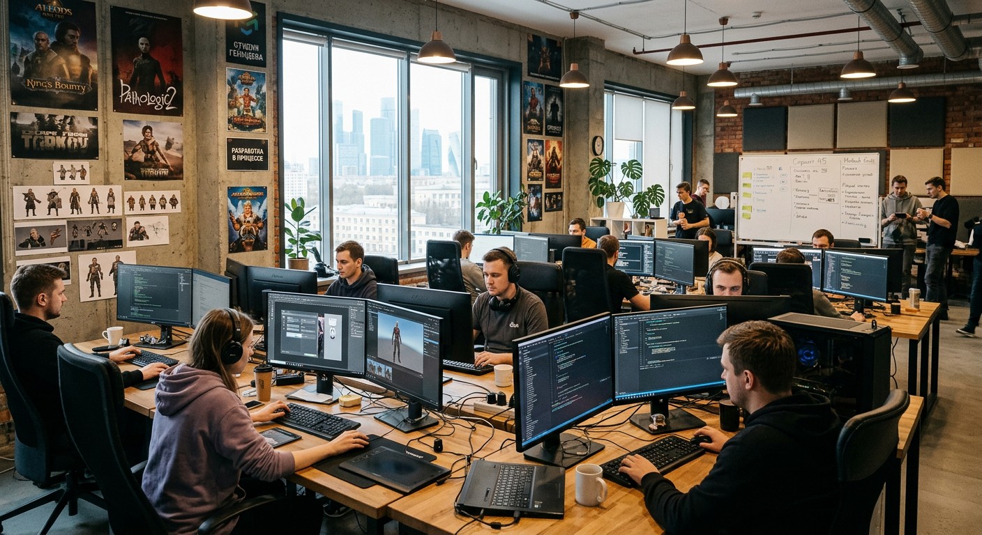 Офис российской игровой студии — разработчики за рабочими местами