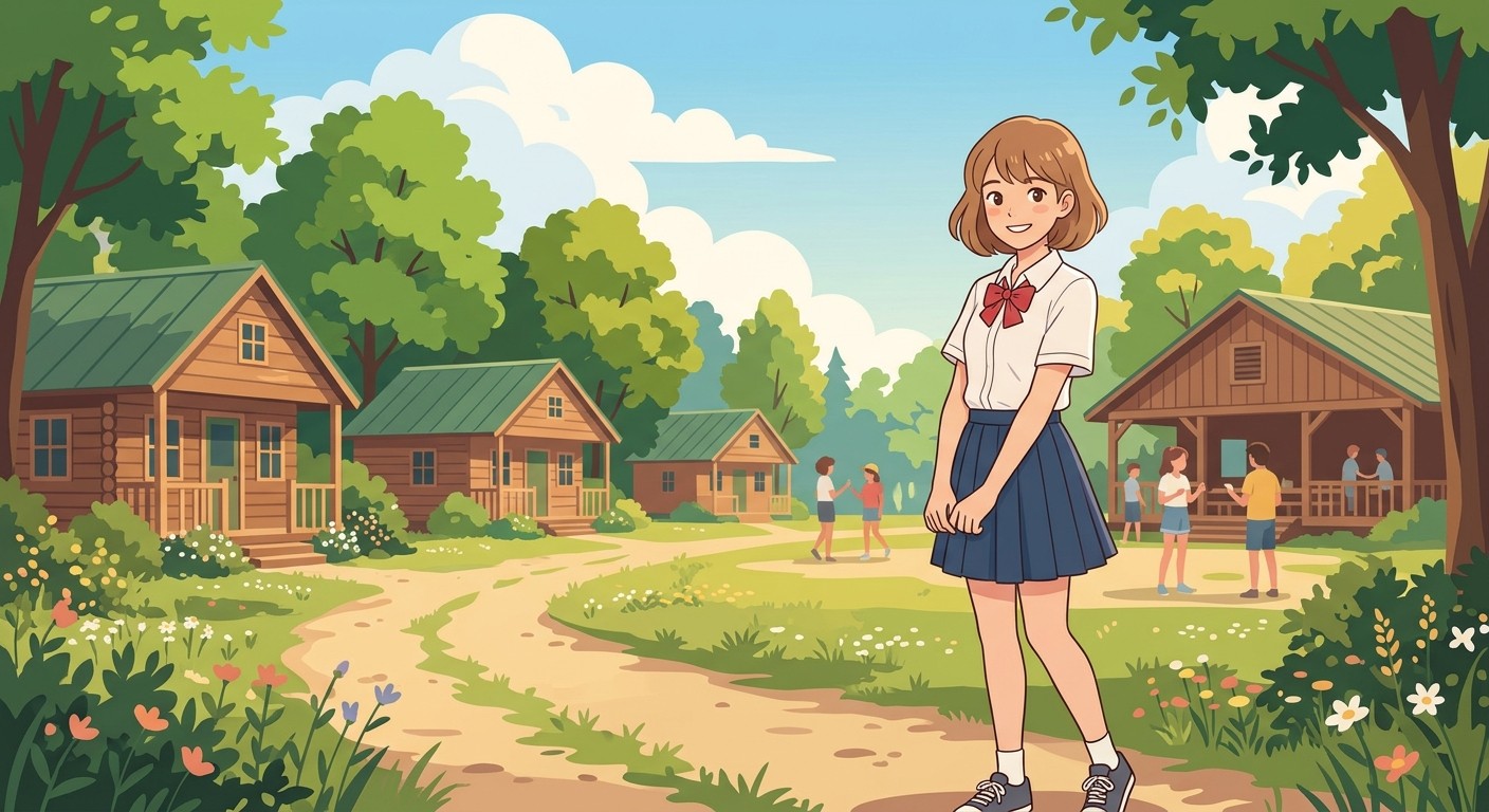 Сцена визуальной новеллы на RenPy в стиле игры «Бесконечное Лето»