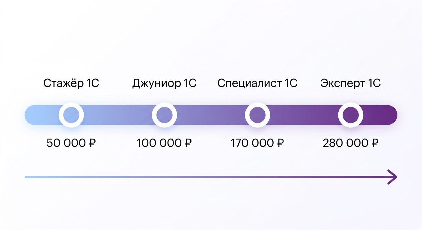 Зарплата 1С-программиста по грейдам: от стажёра до эксперта