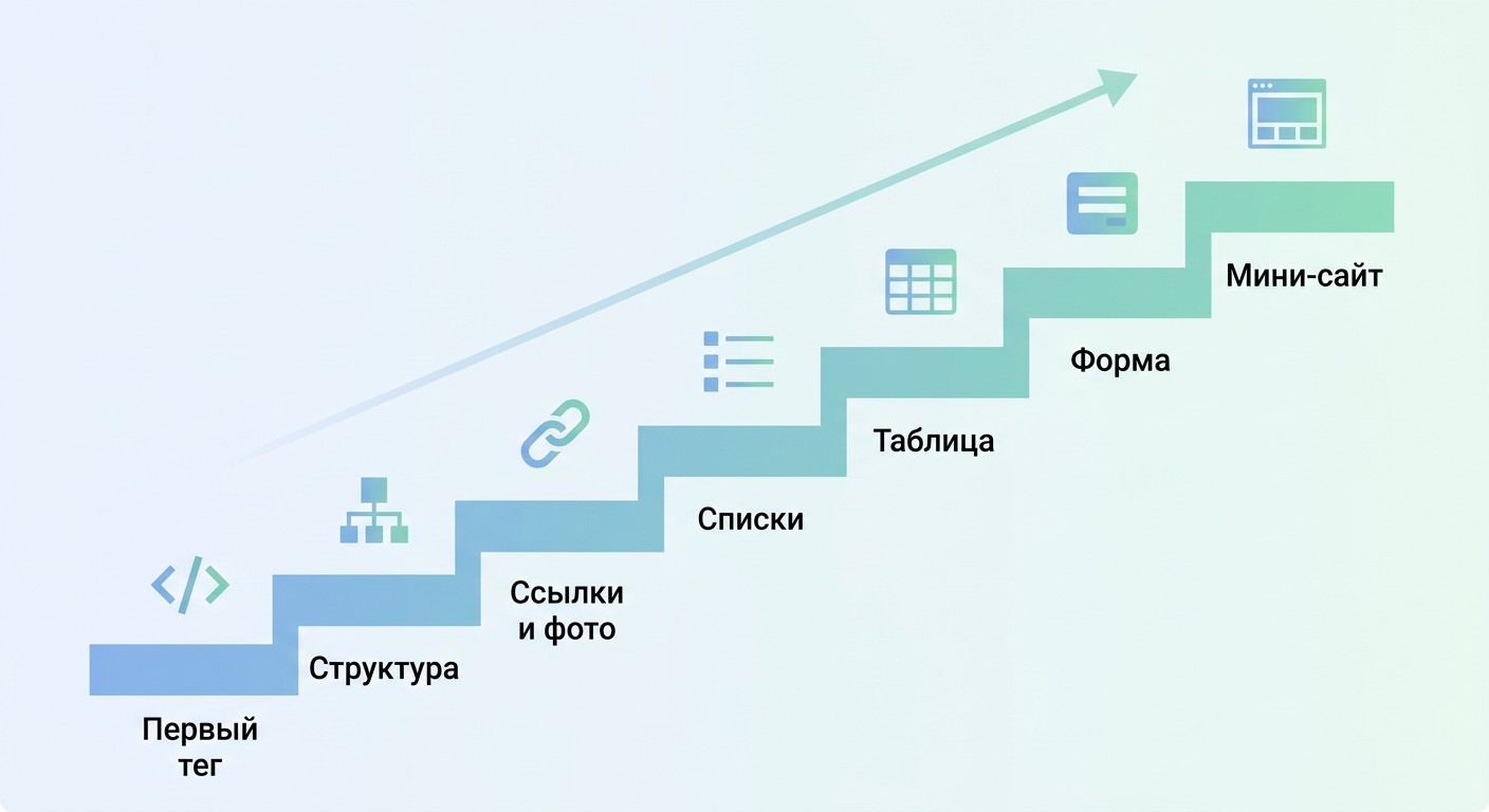 Семь ступенек нарастающей сложности для изучения HTML с нуля