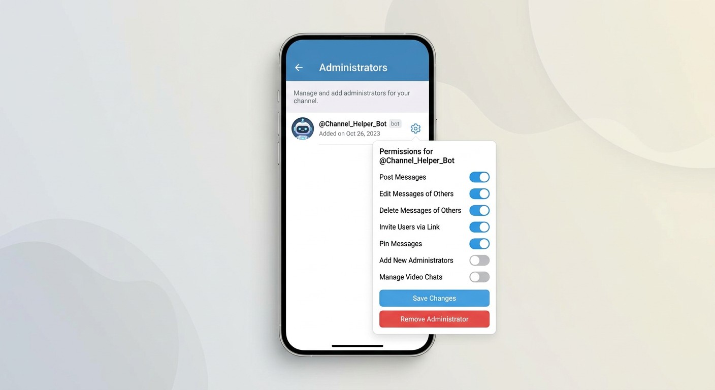 Добавление Telegram-бота как администратора в канал — настройки прав