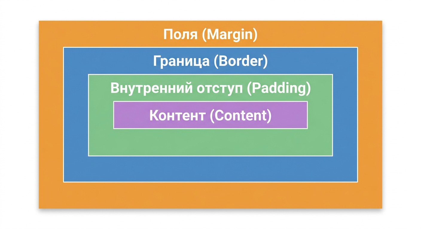 CSS box model: вложенные прямоугольники content, padding, border, margin