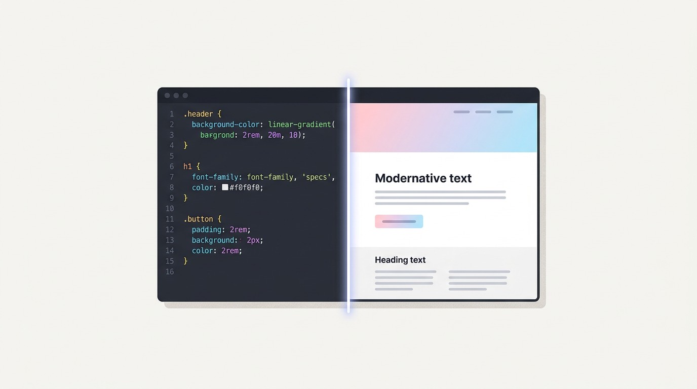 Редактор с CSS-кодом слева и оформленная страница справа