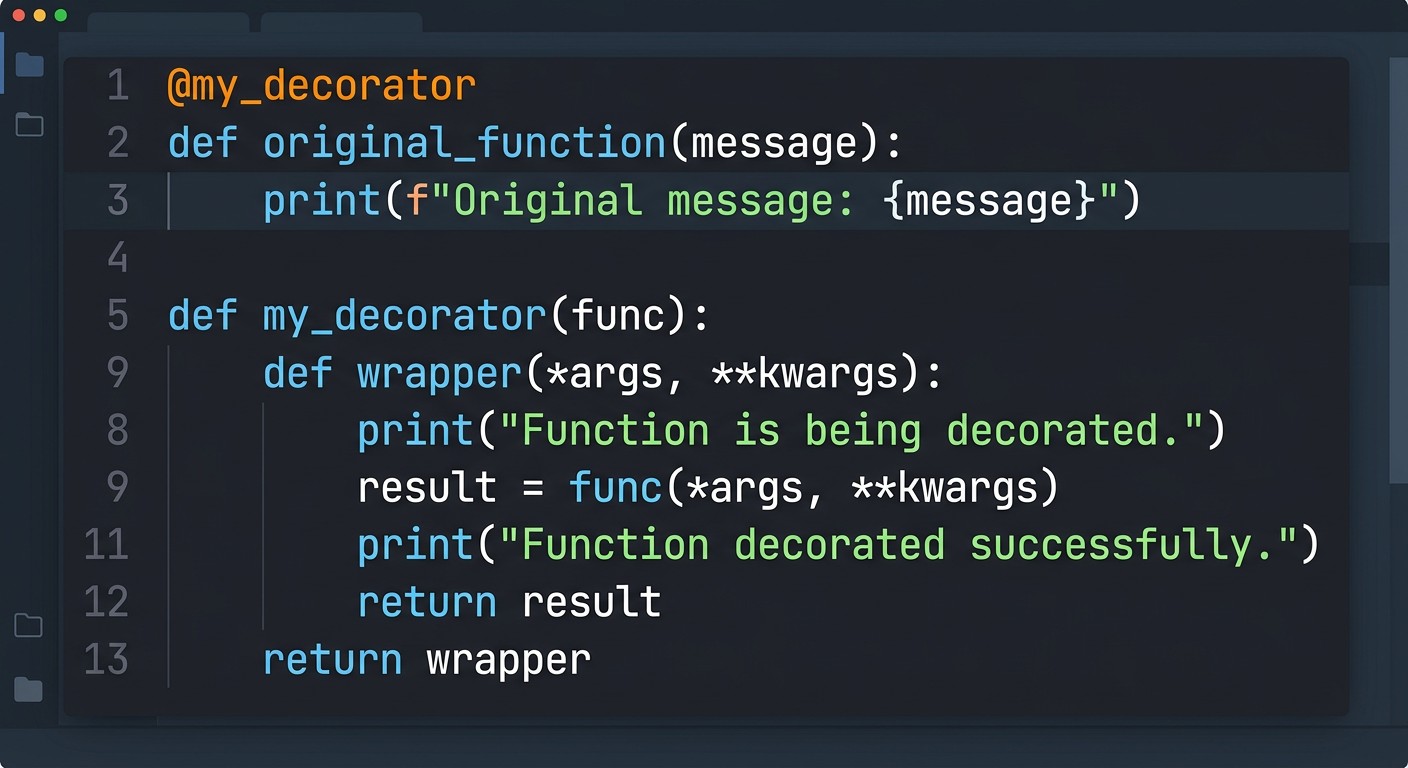 Декораторы Python — синтаксис @decorator и функция-обёртка в редакторе