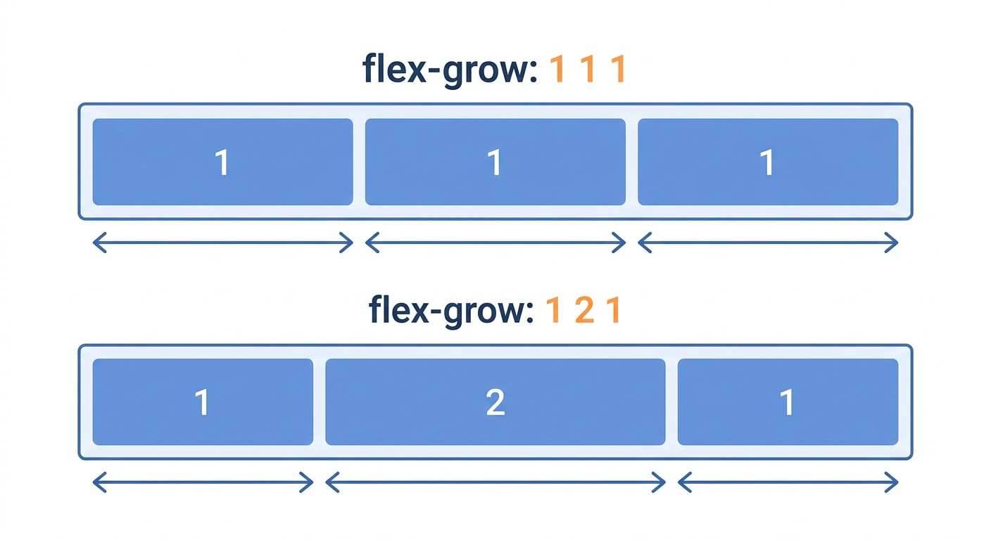 Flex-grow в Flexbox CSS: равное и пропорциональное распределение пространства