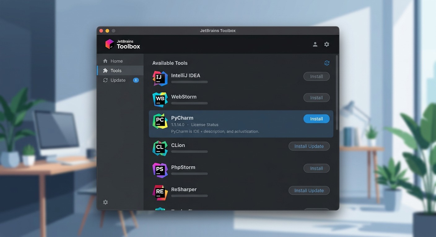 JetBrains Toolbox — PyCharm в списке продуктов