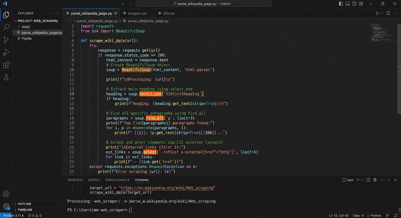 Код BeautifulSoup find_all и select для извлечения данных Python