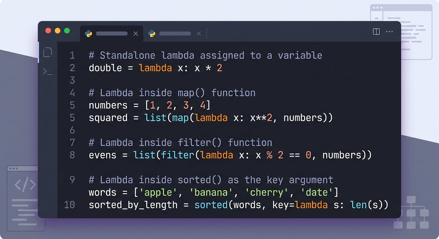 Lambda-функции Python — примеры с map, filter и sorted в коде