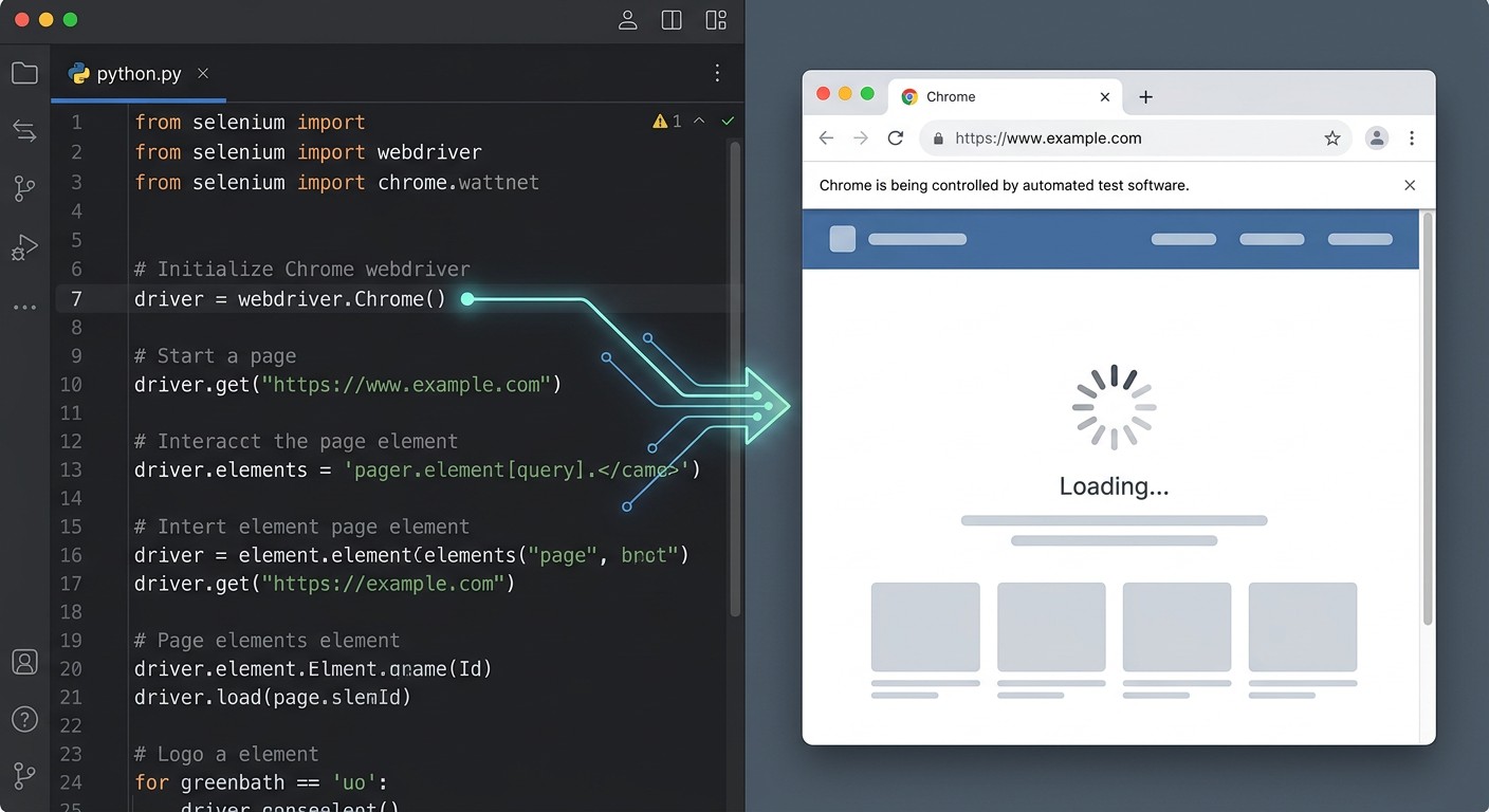 Запуск Selenium WebDriver — Python-код и открытый браузер