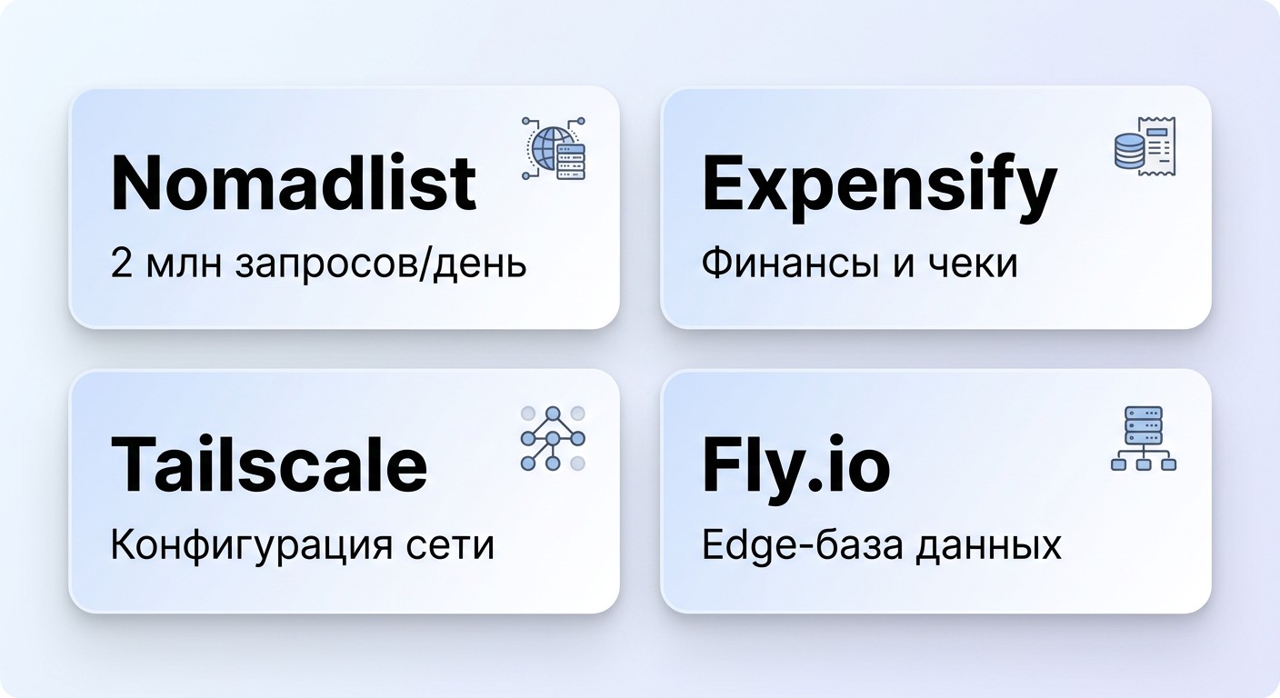 Примеры использования SQLite в продакшене — Nomadlist Expensify Tailscale Fly.io