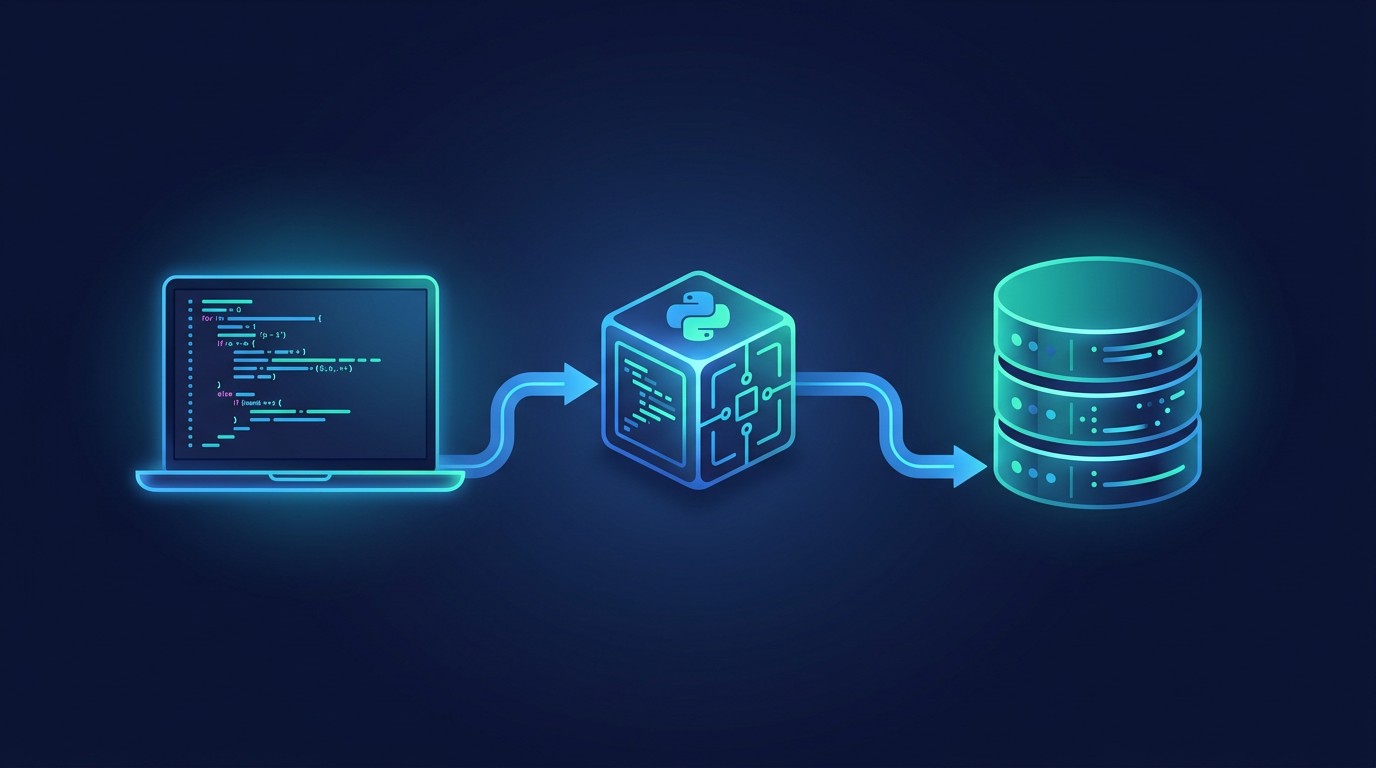 Схема подключения Python к базе данных SQLite через встроенный модуль