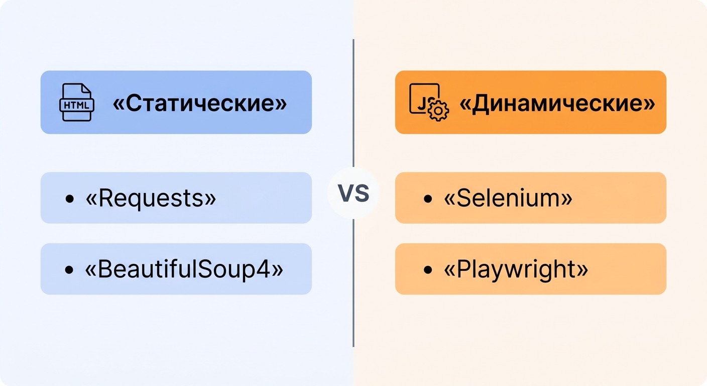 Сравнение статических и динамических страниц для парсера Python