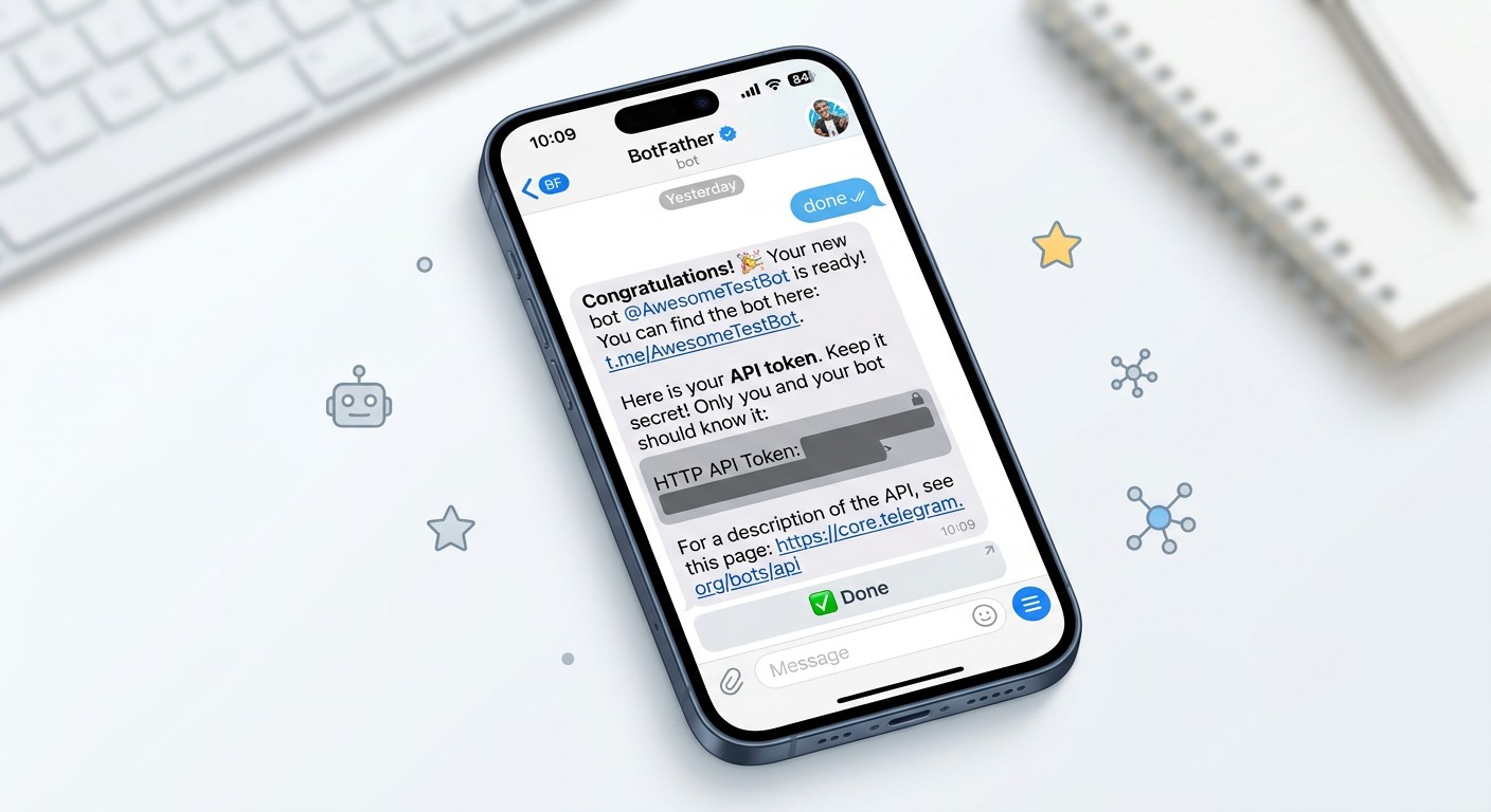Токен Telegram-бота от BotFather с замазанными секретными данными